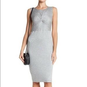 Dual Nature Twist-Front Jersey Midi Dress